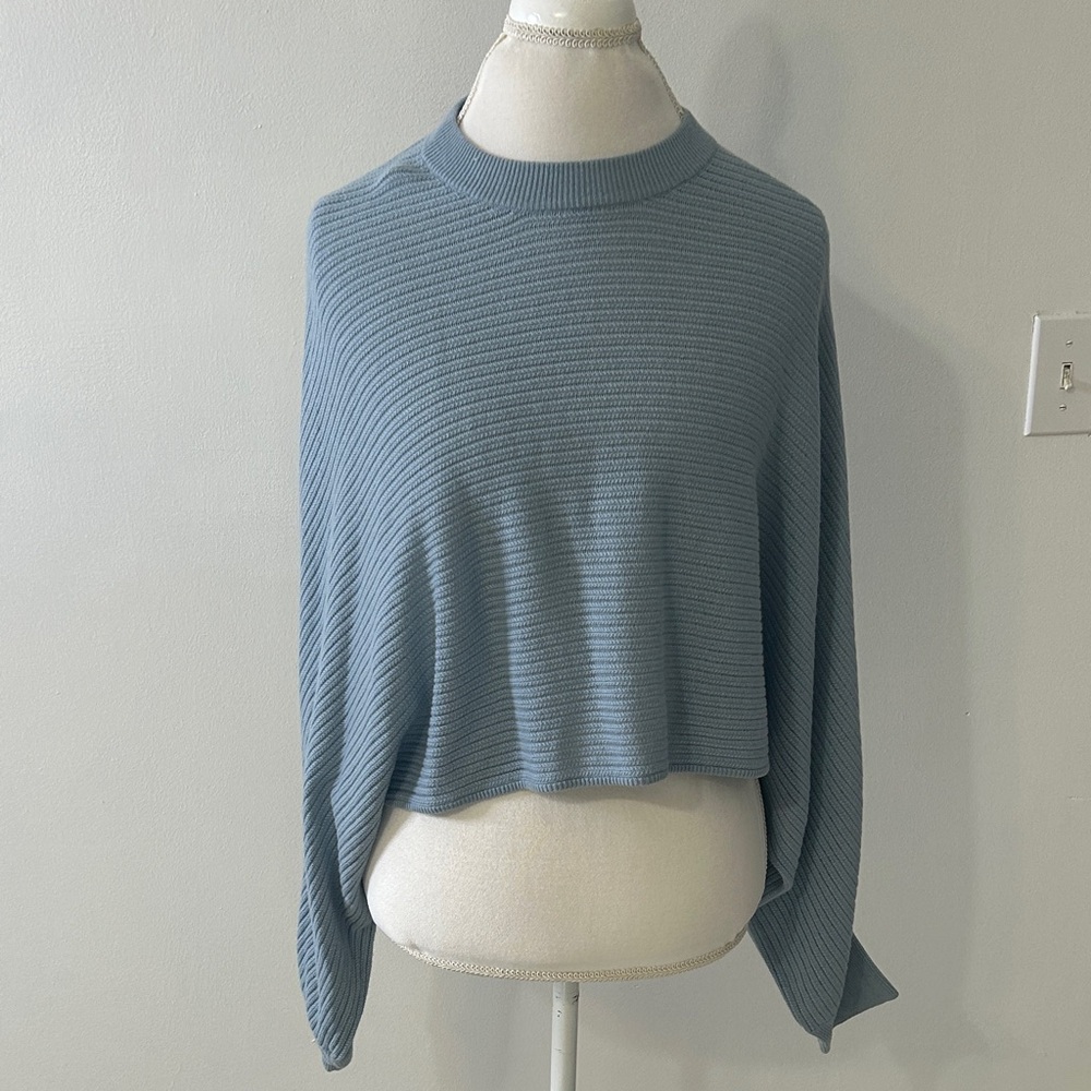 WILFORD FREE, Blue Ribbed Knit Sweater LG